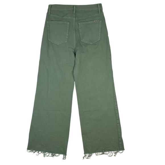 Joe’s Jeans High Rise 26 Green Wide Leg Raw Hem Cropped Pants Thyme - Picture 3 of 6
